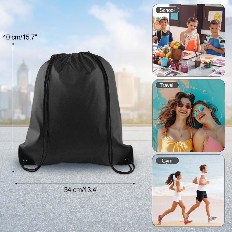 KUUQA 25Pcs Drawstring Backpack Bags String Backpack Sport Bag Sack Cinch Tote Gym Backpack Bulk for Gym Sport Traveling,Black - Image 2
